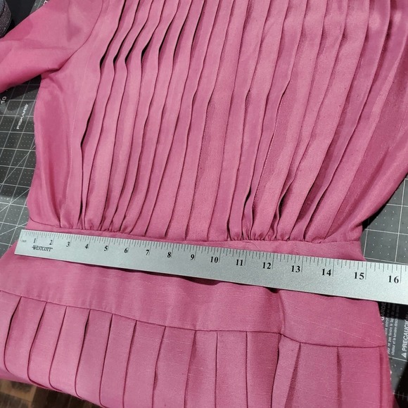 Vintage 70s Dress Womens Large Pink Pleated A Line Midi Modest Retro Barbie - Picture 10 of 11